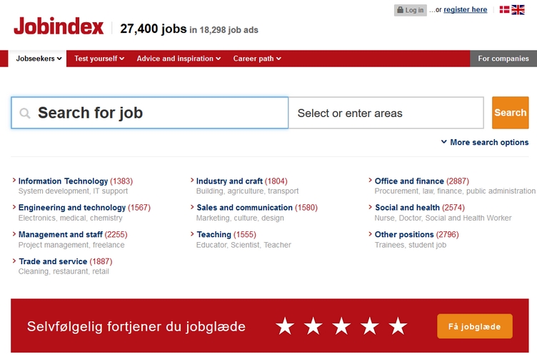 Jobindex homepage