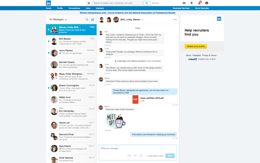 LinkedIn new messaging experience