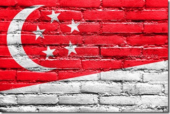 Singapore Flag painted on brick wall