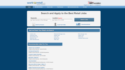 work in retail homepage